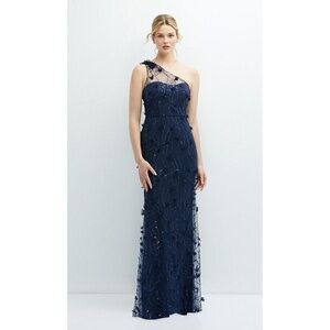 NWT Dessy Collections One Shoulder 3D Floral Embroidered Dress - size 12